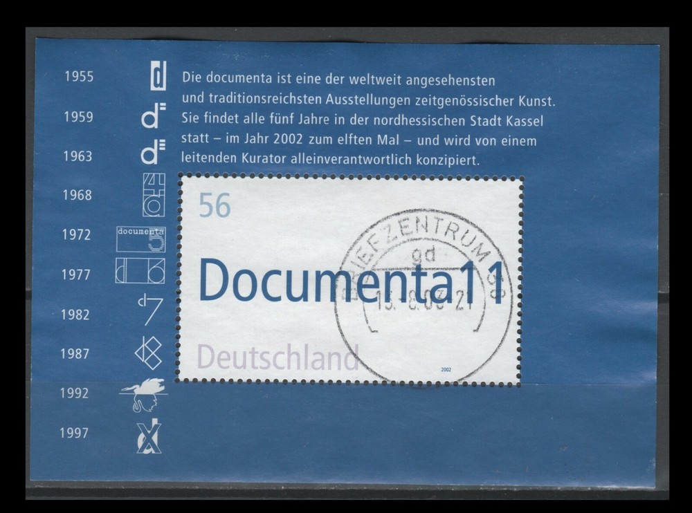 Germany 2162 Documenta !! Souvenir Sheet, 2002 (USED)