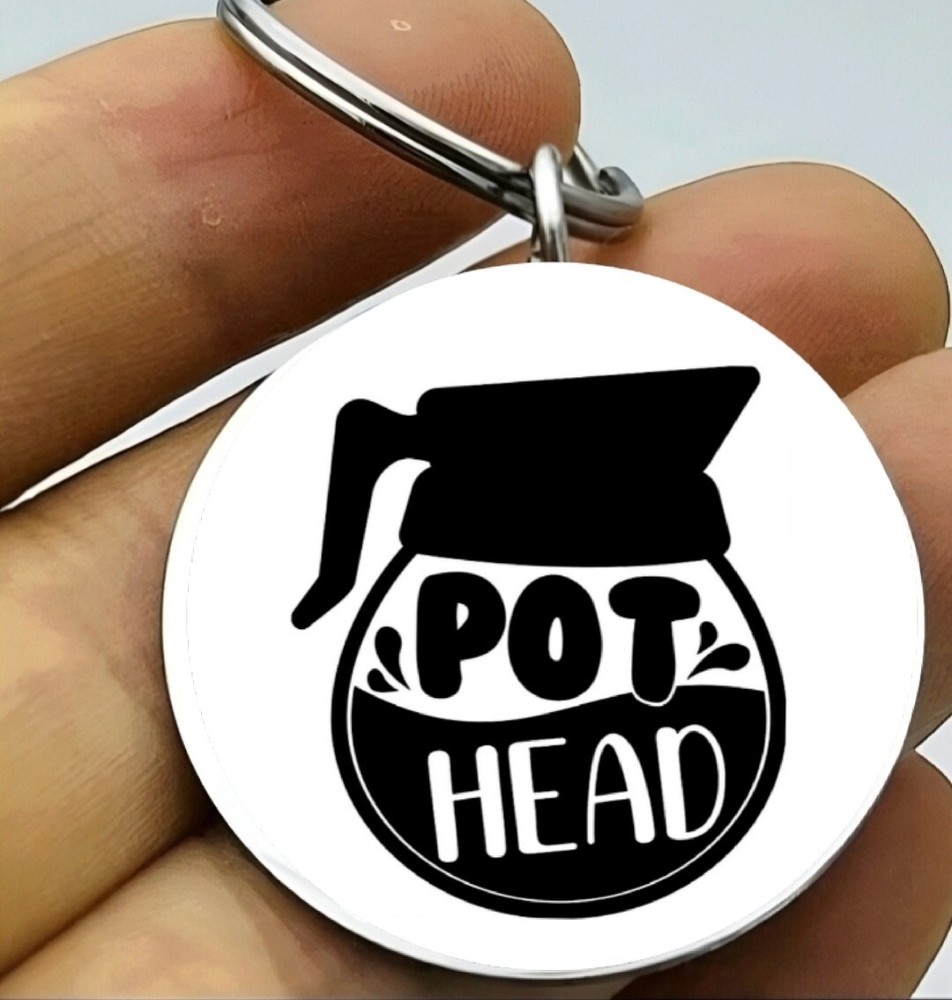 Coffee Pot Head Hot Drink Funny Cute Keychain