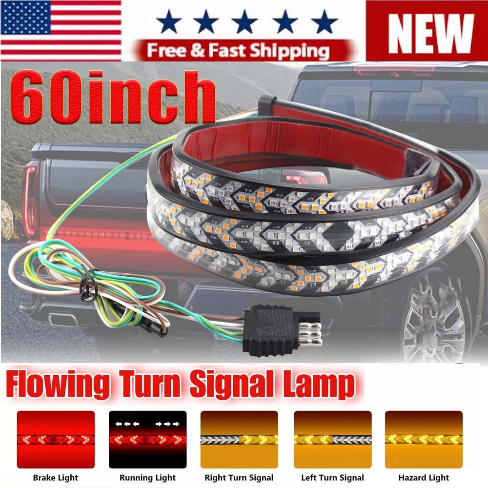 LED Tailgate Light Bar 60" Triple Row 5-Function Strip for Pickup Trailer SUV