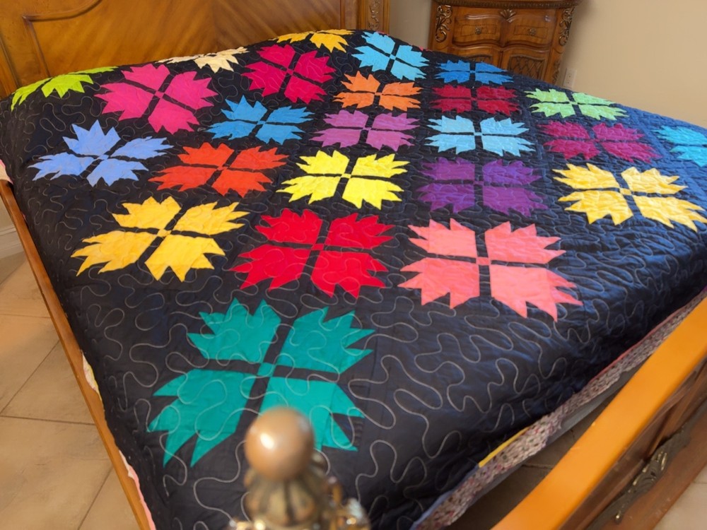 Bear paw Queen Size Machine Pieced And quilted Patchwork Quilt