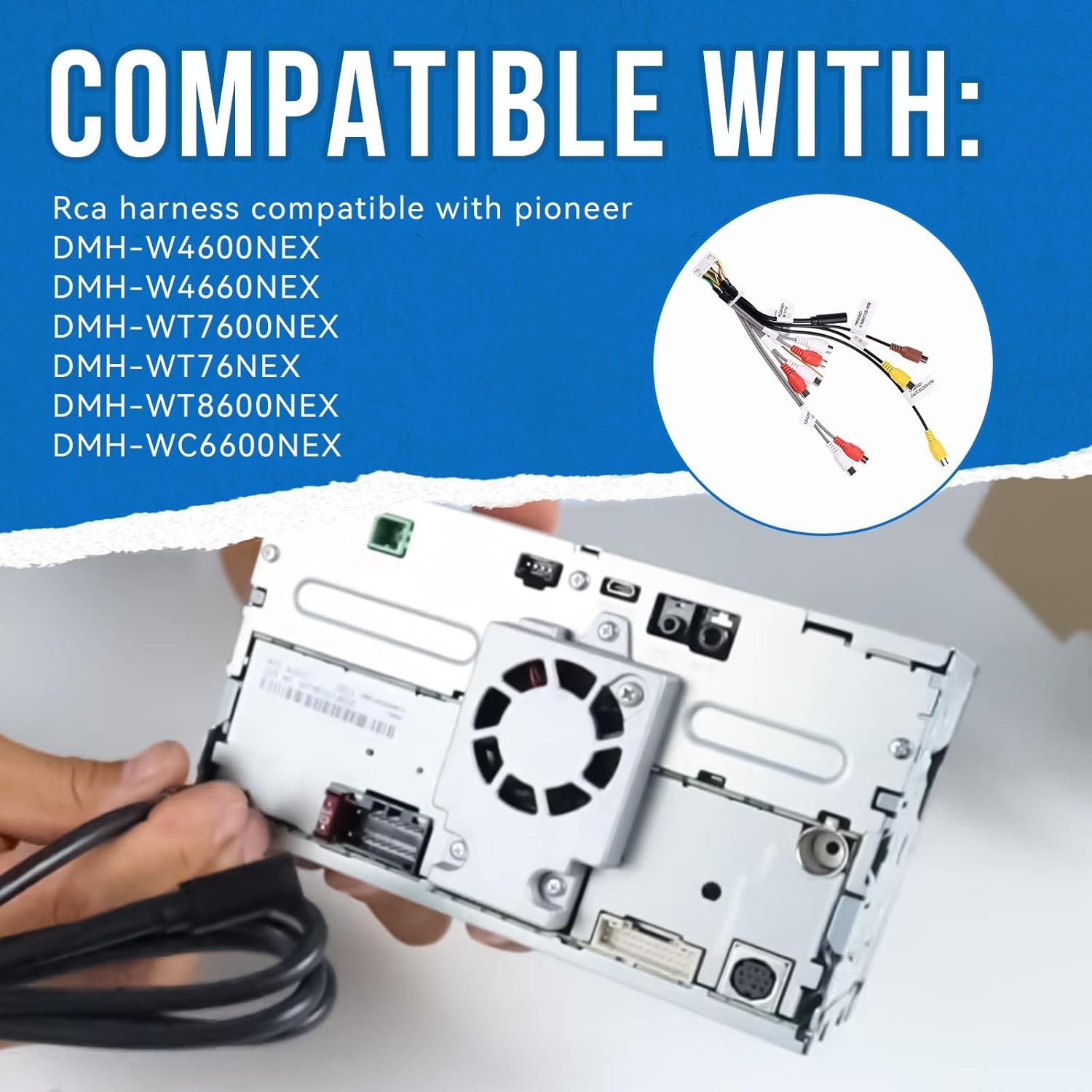 1x RCA Harness For Pioneer DMH-W4660NEX DMH-WT7600NEX DMH-WT76NEX DMH-WT8600NEX
