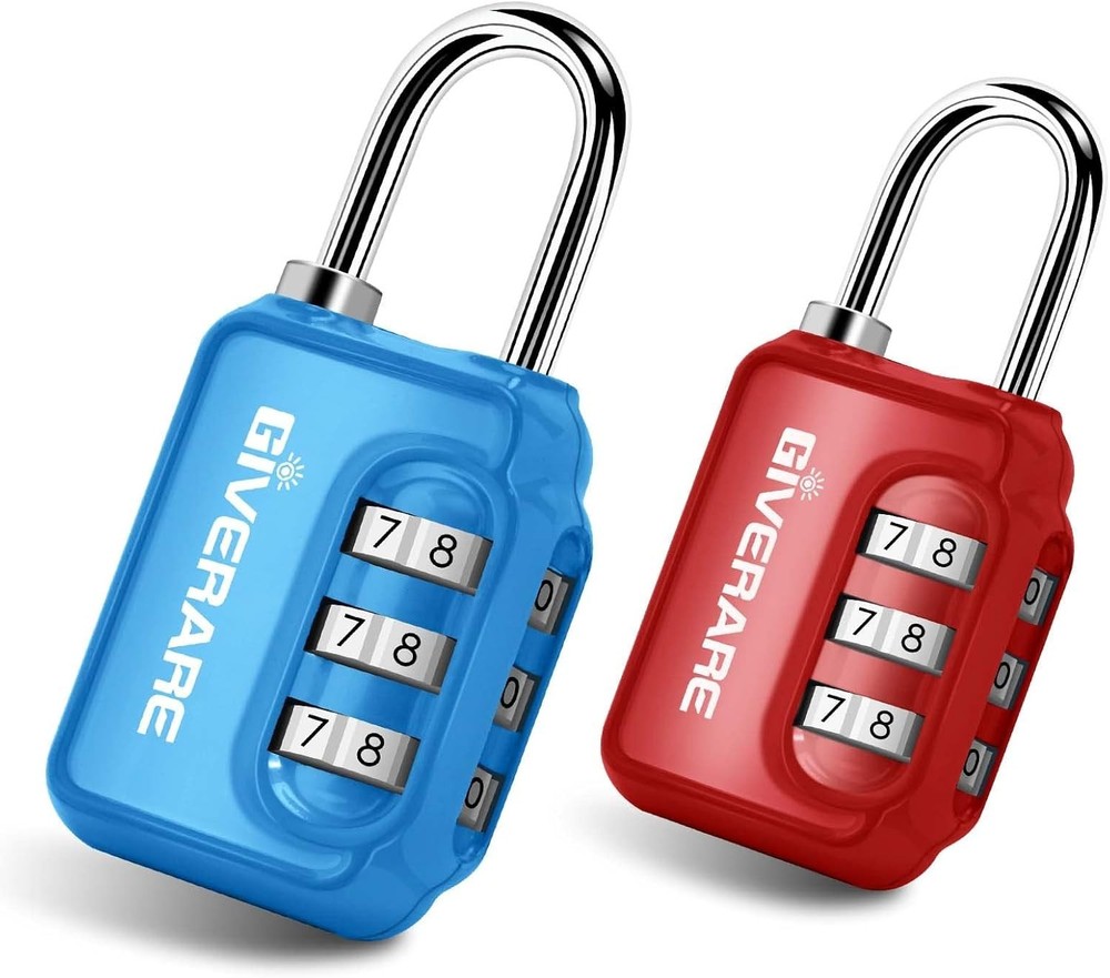 2 Pack Combination Lock, 3-Digit Padlock Keyless, Resettable Luggage Lo