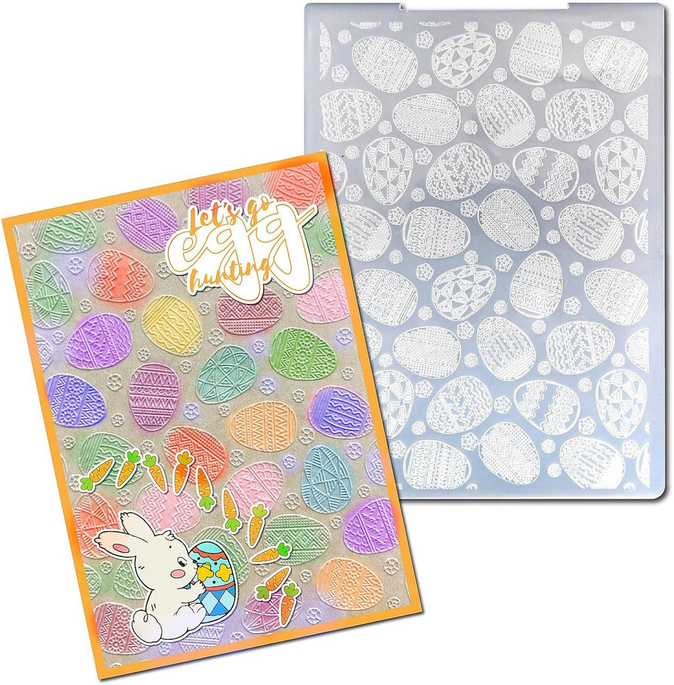Easter Eggs Background Plastic Embossing Folders for Card Making Spring Eggs Emb