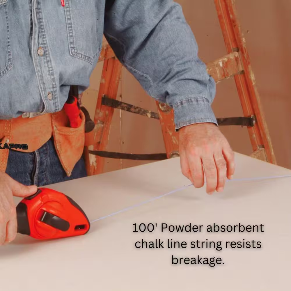 Sure Grip Chalk Line with Retractable Line Level