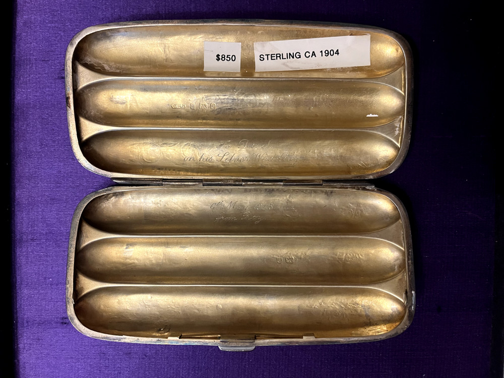Antique Sterling Silver Fluted Cigar Case