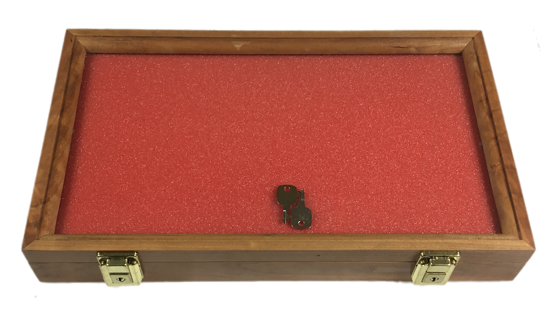 Cherry Wood Display Case 9 1/4 x 15 3/4 x 2 for Arrowheads Knives Coins & More