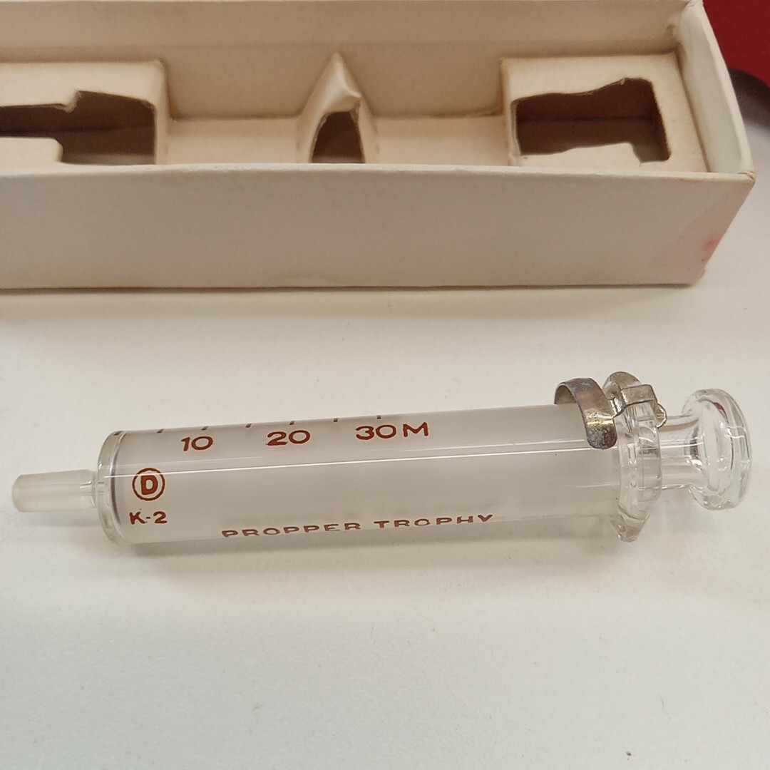 Vintage Glass Syringe Luer 2cc Original Package Propper Trophy 1960's READ