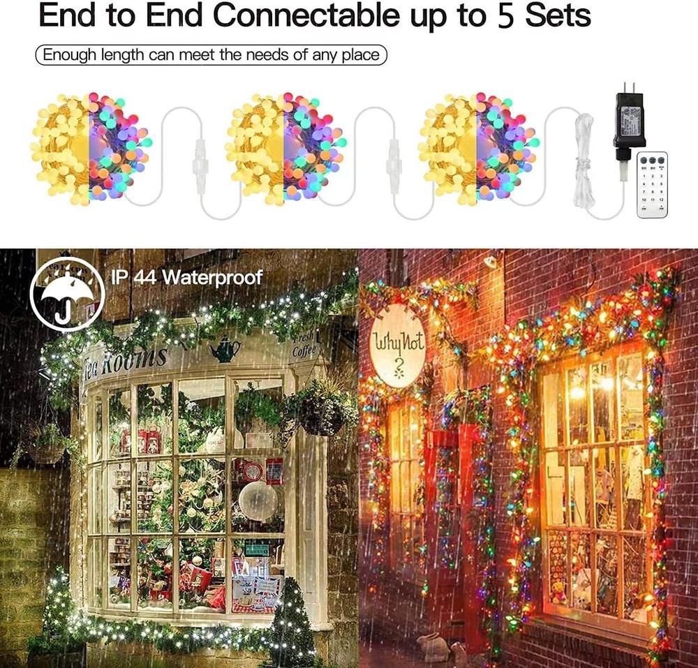 116ft Color Changing String Lights, 200 LED Multicolor & Warm White Globe Lig...