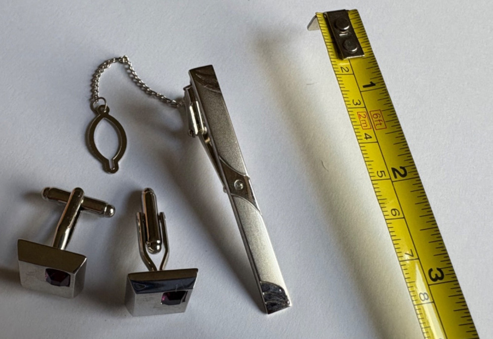 Cufflinks and tie pin, simple costume set