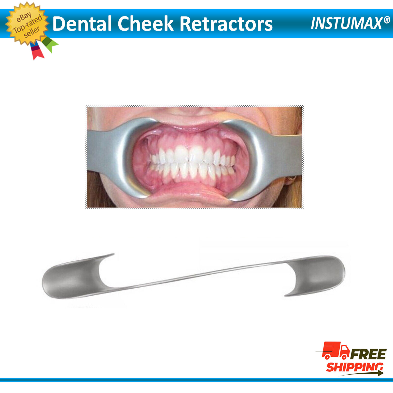 Dental Stainless Steel Mouth Opener Metal Cheek Lip Retractor Double-Head Tool