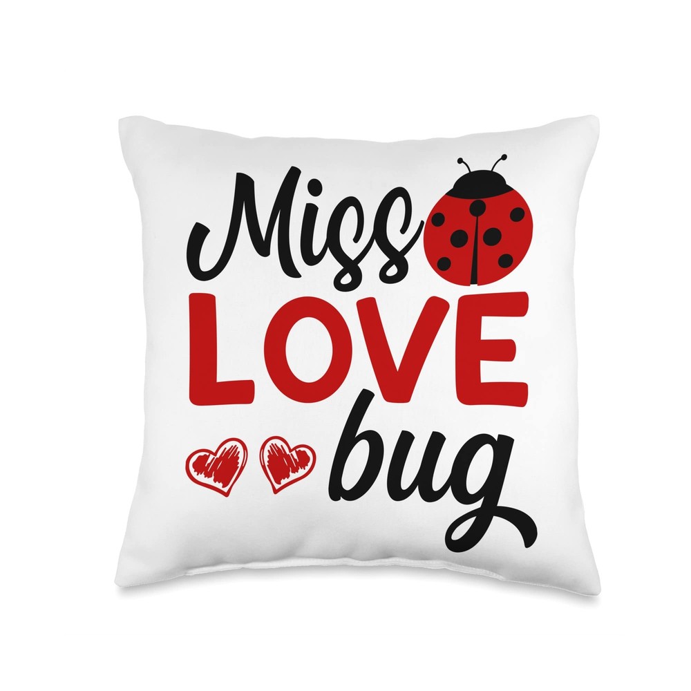 Miss Love Bug Throw Pillow 16x16 Multicolor