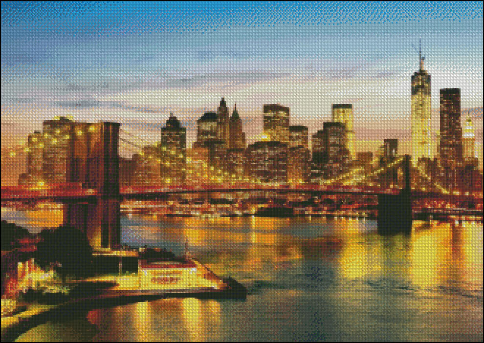 Chart Needlework Crafts DIY - Counted Cross Stitch Patterns - New York Night