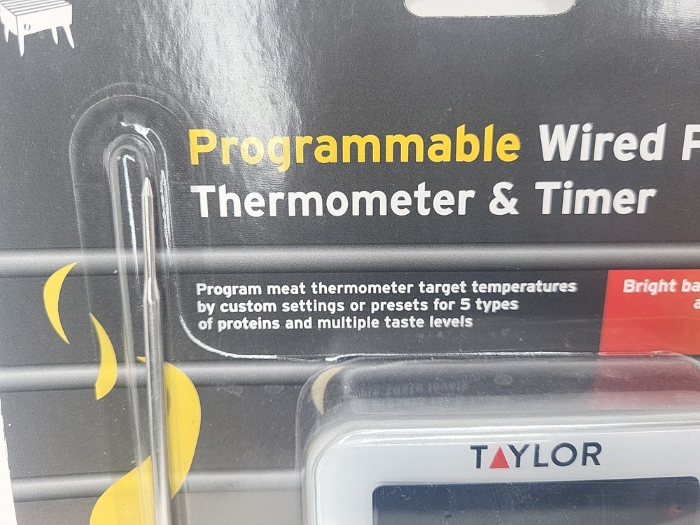 Taylor Digital Wired Probe Programmable Meat Thermometer with Timer Grilling