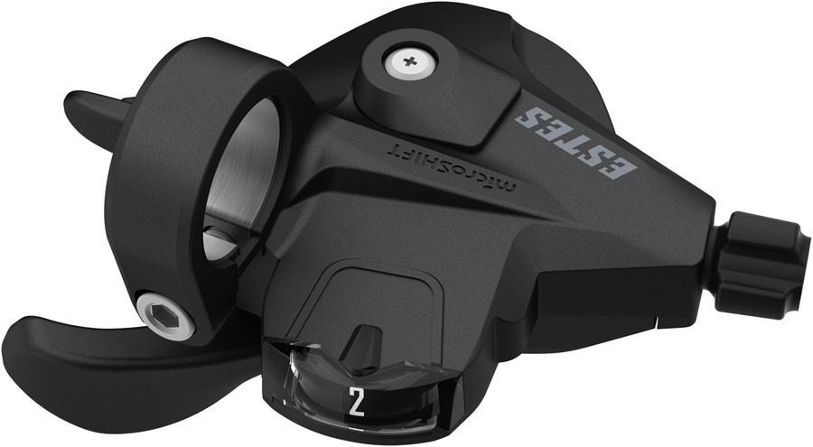 microSHIFT Estes Thumb Tap Shifter - Left, Triple, Optical Gear Indicator, Black