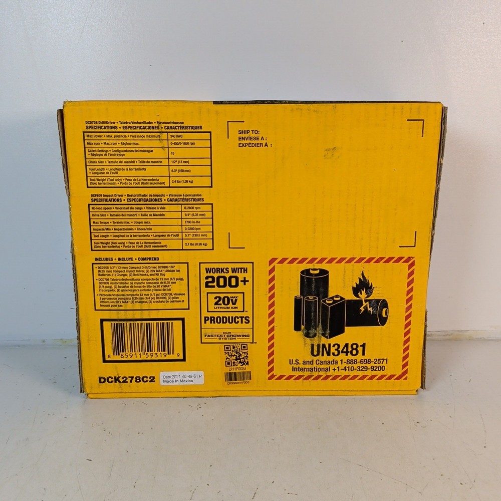 DeWALT DCK278C2 ATOMIC™ 20V MAX 2-Tool Cordless Combo Kit