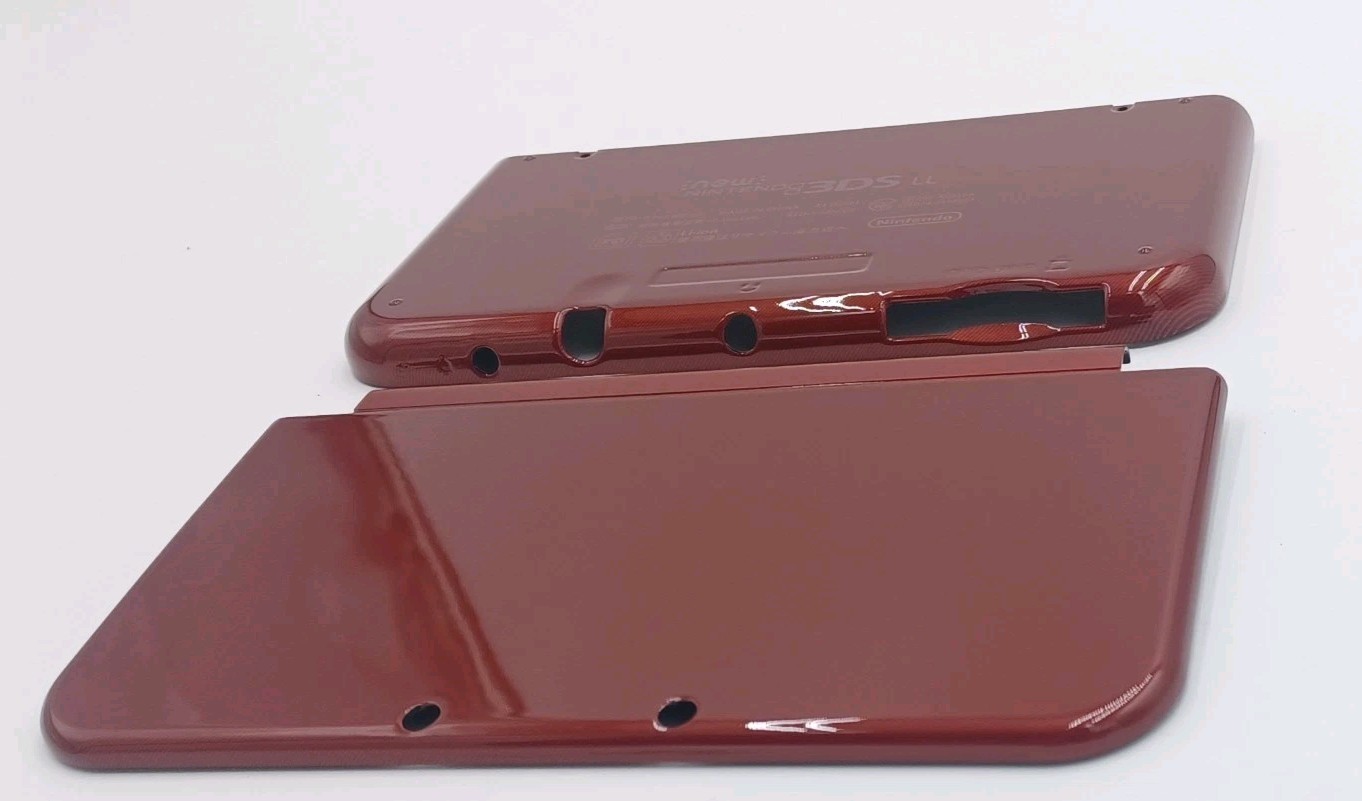 New Nintendo 3ds Xl LL Red Replacement Shells Front/Rear + Rubbers+Screws+Label