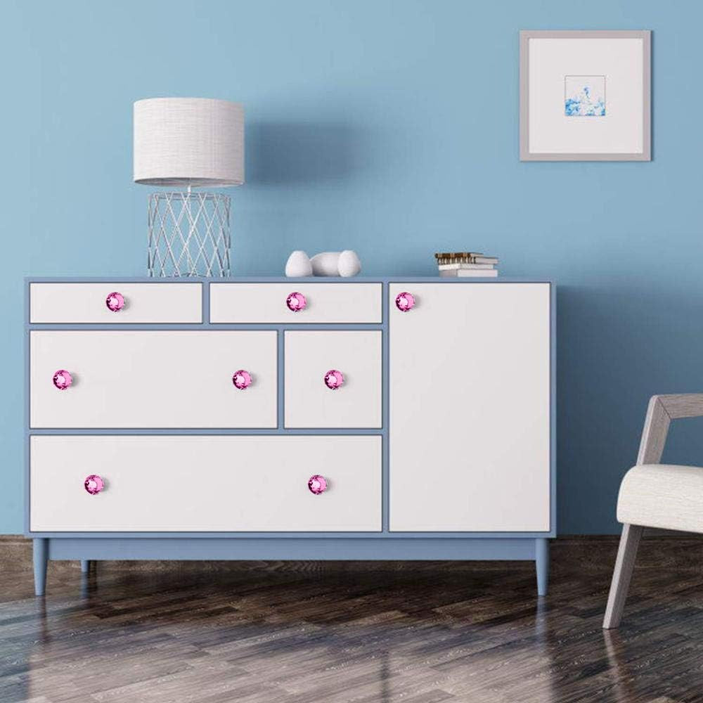 Crystal Glass Cabinet Knobs, 30Mm Diamond Shape Drawer Pulls Handles, White Clea