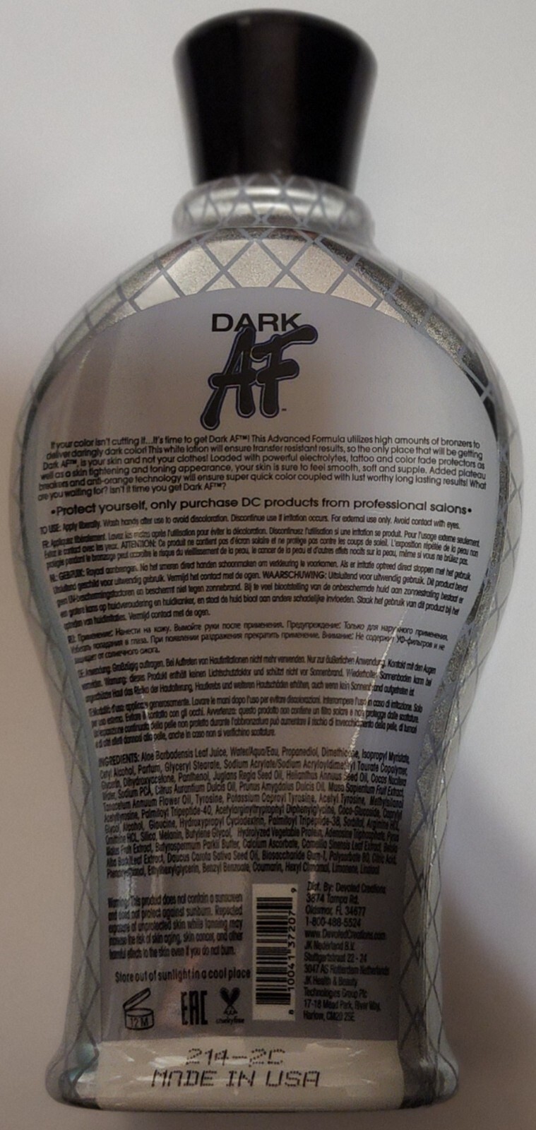 Devoted Creations DARK AF Dark Bronzer Indoor Tanning Bed Lotion 12.25oz