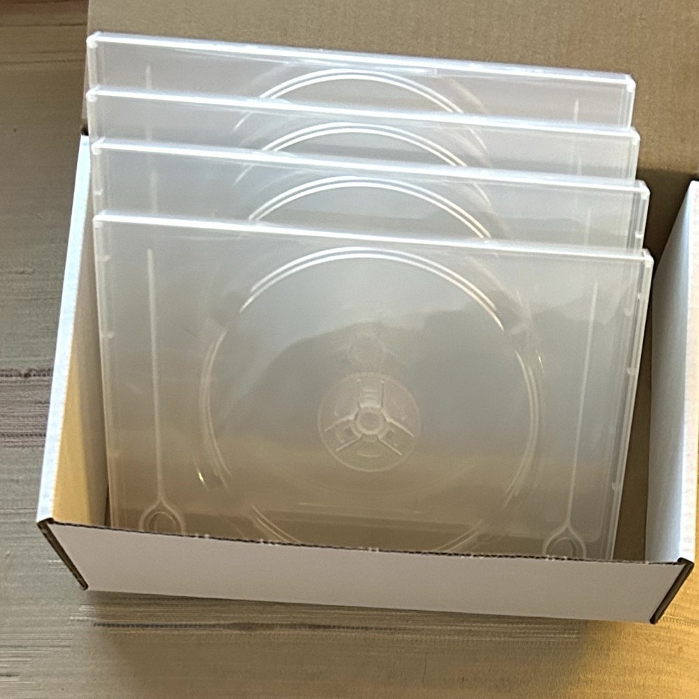 Four (4) Empty Double Disc DVD Replacement Case Clear 2 Disc Capacity