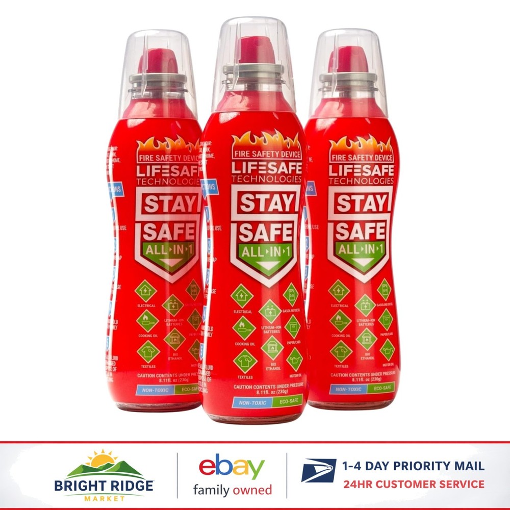 Multi-Purpose Fire Spray for Cooking, Electrical, and -Ethanol Fires, 3 Pack