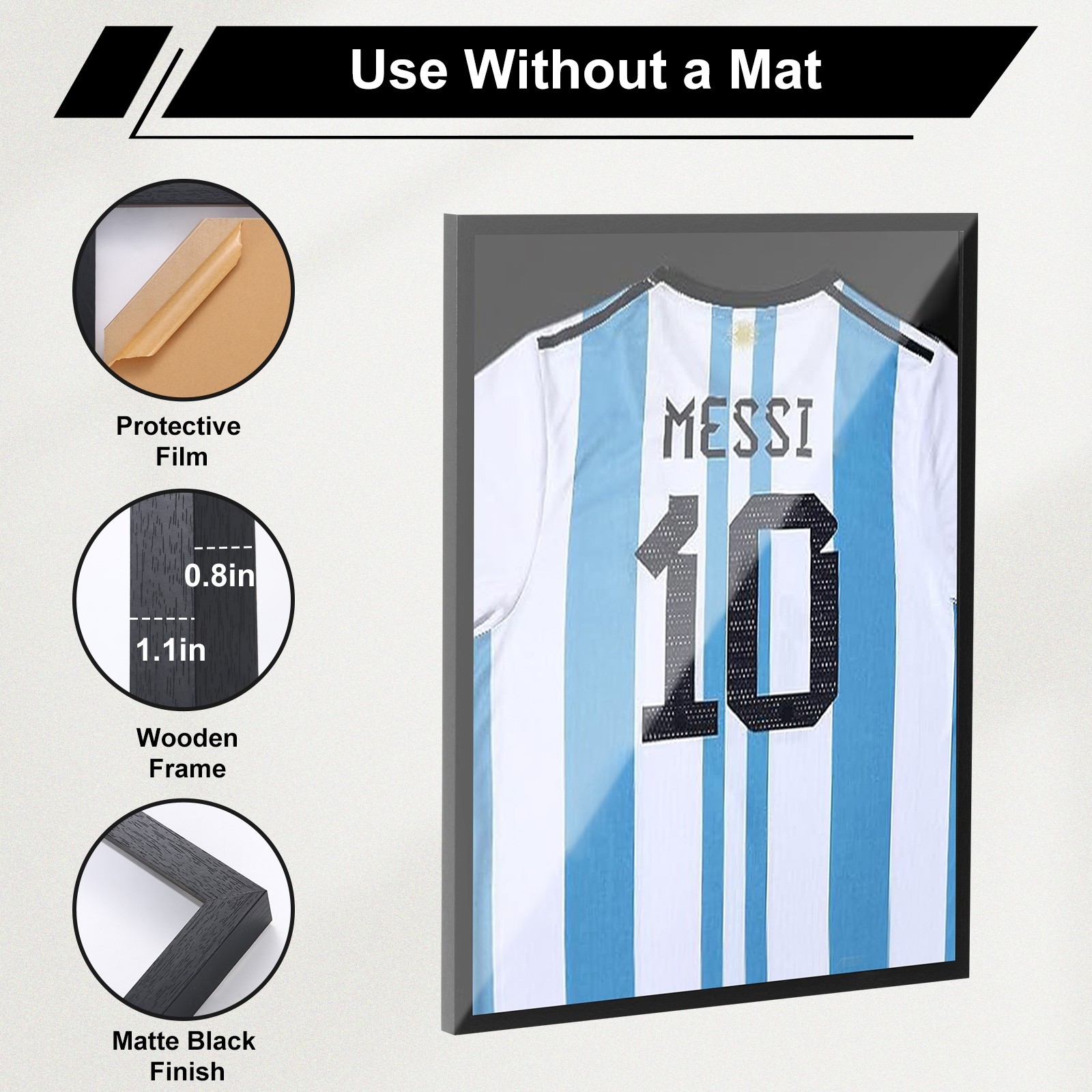 Jersey Display Case with Photo Slots, UV Protection Shadow Box for Sports (3P)