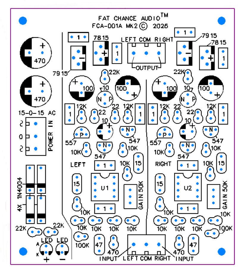 FCA-001A mk2 Stereo Preamplifier (bare board /DIY)