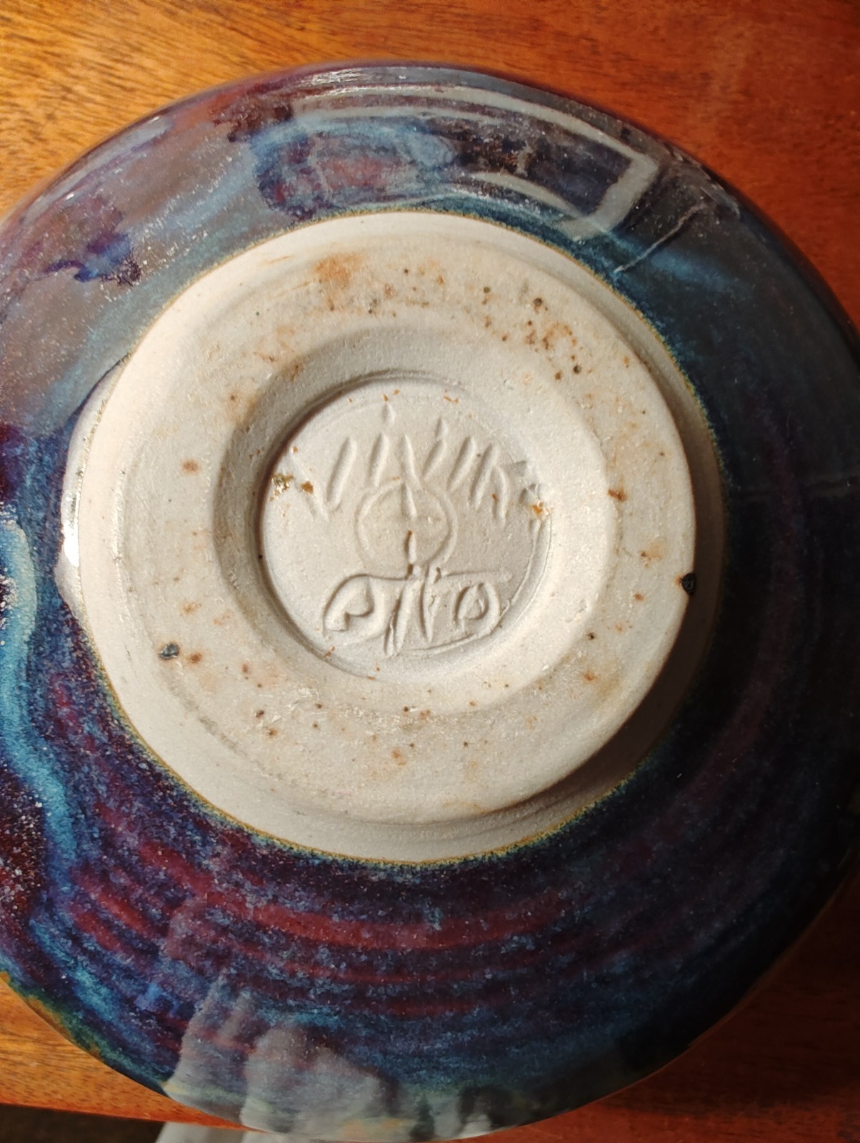 VIVIKA & OTTO HEINO GLOSSY WEED VASE POT PURPLE WITH BROWN & GREEN HUES