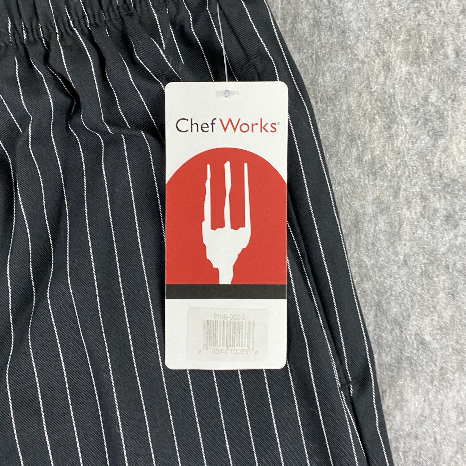 Chef Works Pinstripe Pants Men's Large Black Baggy Designer NWT