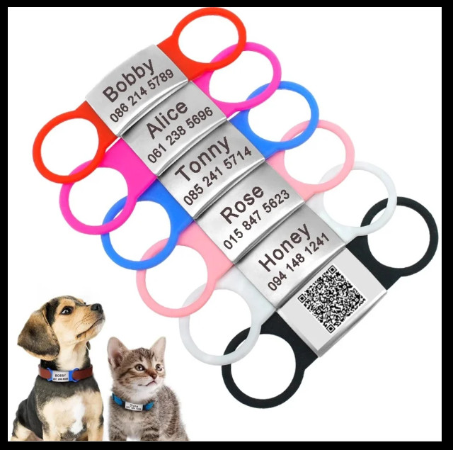 Custom Dog Tag for Pets Engraved Name Tag Slide On ID Tags & Collar Tags S, M, L