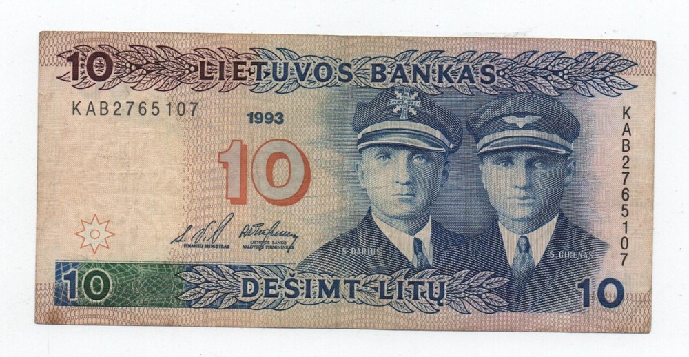 LITHUANIA 10 LITU 1993 PICK 56 LOOK SCANS