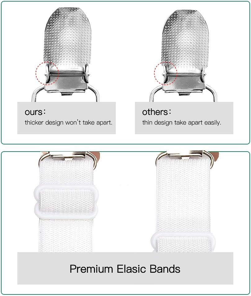 8 Pack Adjustable Bed Sheet Straps Elastic Corner Holders Clips for Sheets