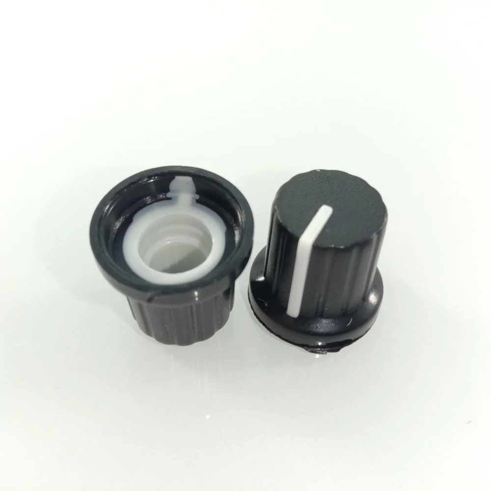 10pcs 6mm Diameter Shaft Hole Plastic Threaded Knurled Potentiometer Knobs Caps