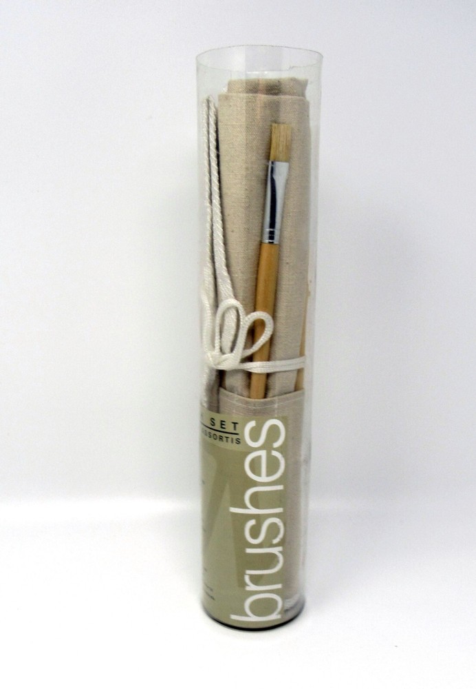 Michael’s Assorted Brush Set 18 Round & Flat Brushes with Canvas Case New