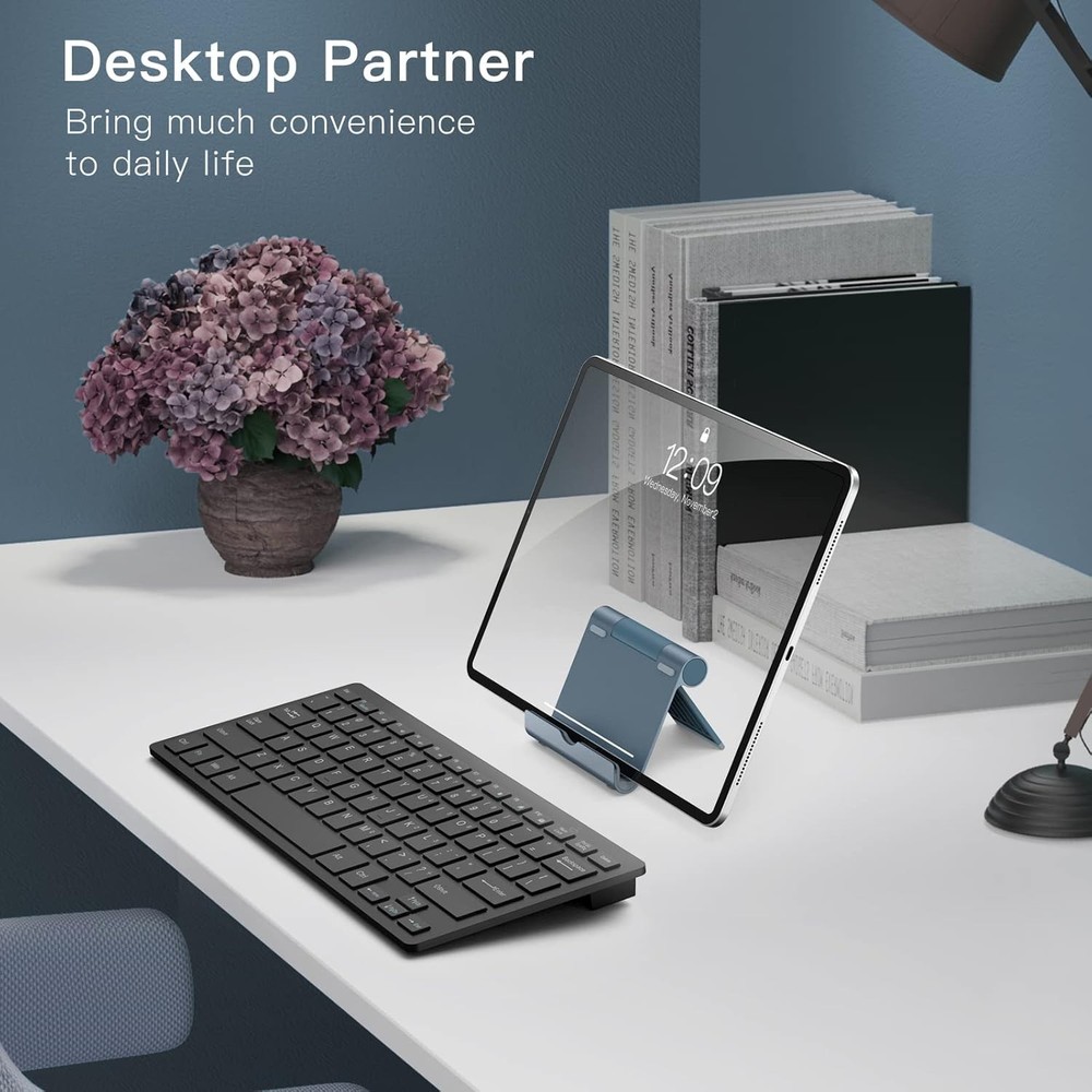 JETech Tablet Stand, Adjustable Portable Desktop Holder, Foldable Dock Grey