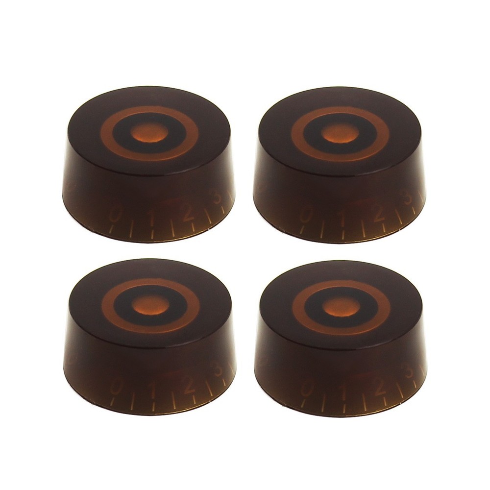 FLEOR 4PCS Barrel Style brown Volume Tone Control Speed Knobs Guitar Button