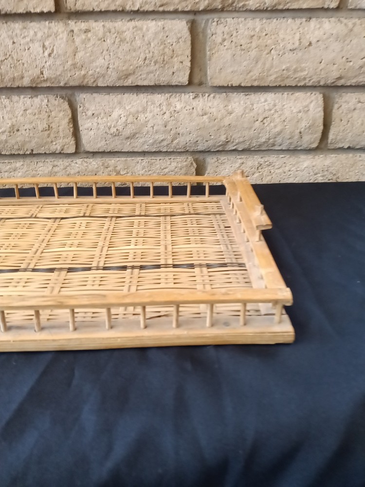 Bamboo Serving Tray Rectangular Sturdy Retro Tiki Barware MCM Boho