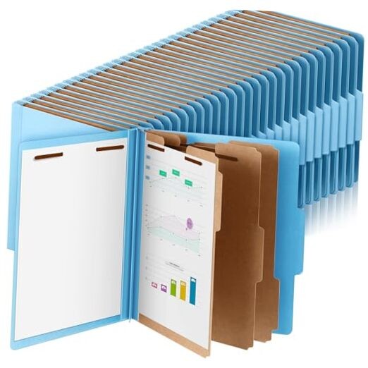 Pcs Classification Folders Letter Size, 3 Divider Pressboard File 60 Blue