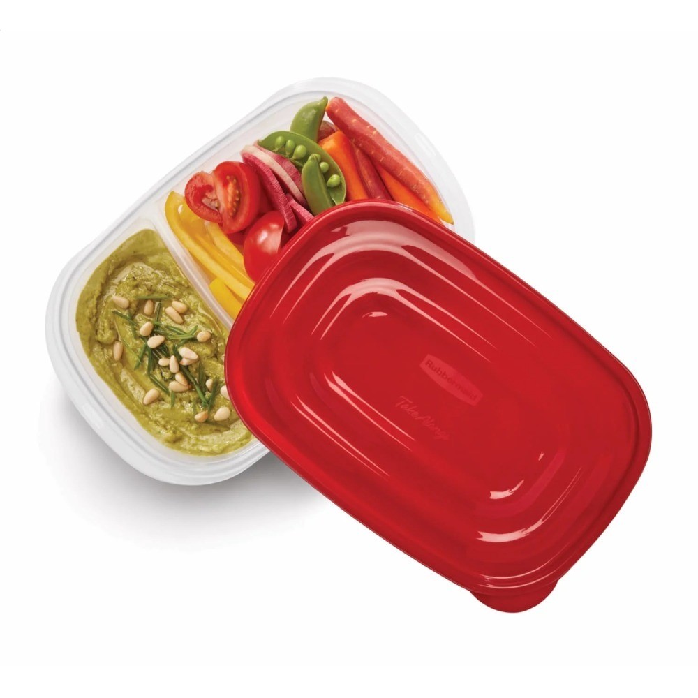 Divided Rectangular Food Storage Containers Take Along 3.7 Cup 3 Pack Set