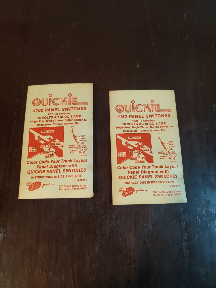 (2) Kadee #162~Quickie Control Panel Switches~Red~3 Pack