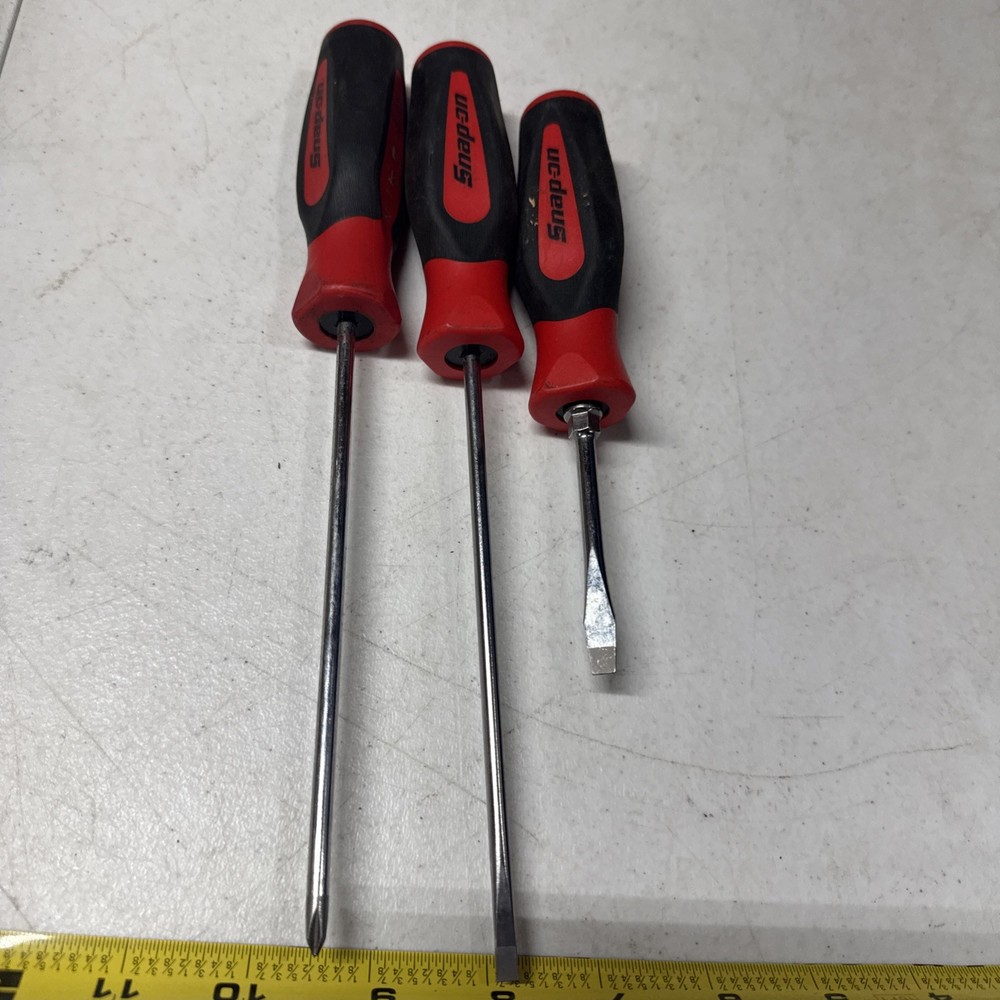 MSIC Snap On 3 Pc. Soft Grip Combination Screwdriver  (red/Black) Pre Owned
