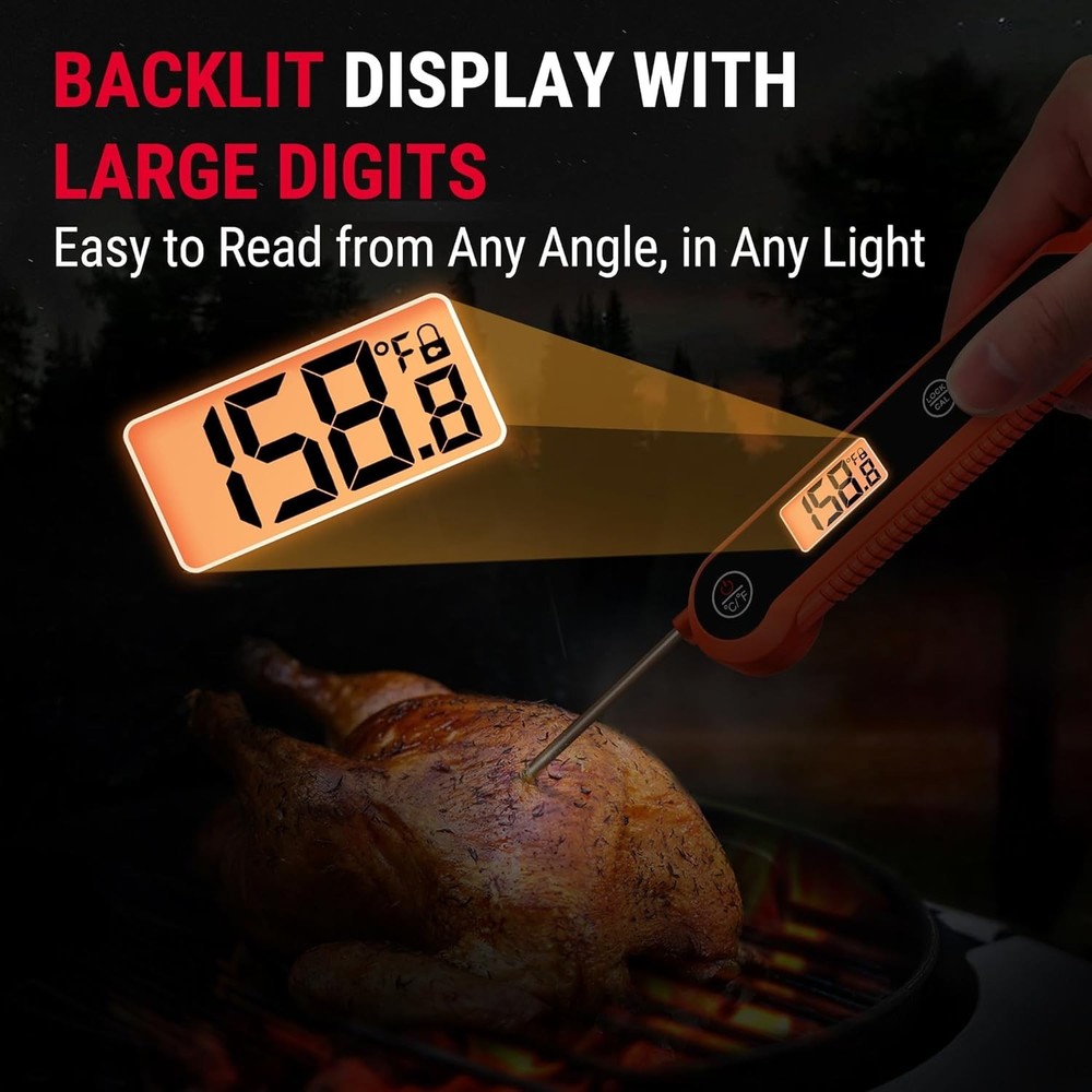 Fast and Accurate Waterproof Instant Read Thermometer with Calibration Function