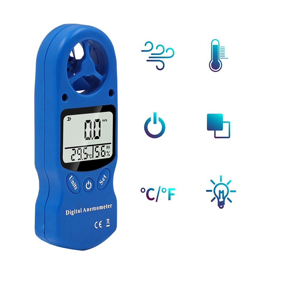 Digital Anemometer Temperature & Humidity Meter Wind Speed Measuring Instrument