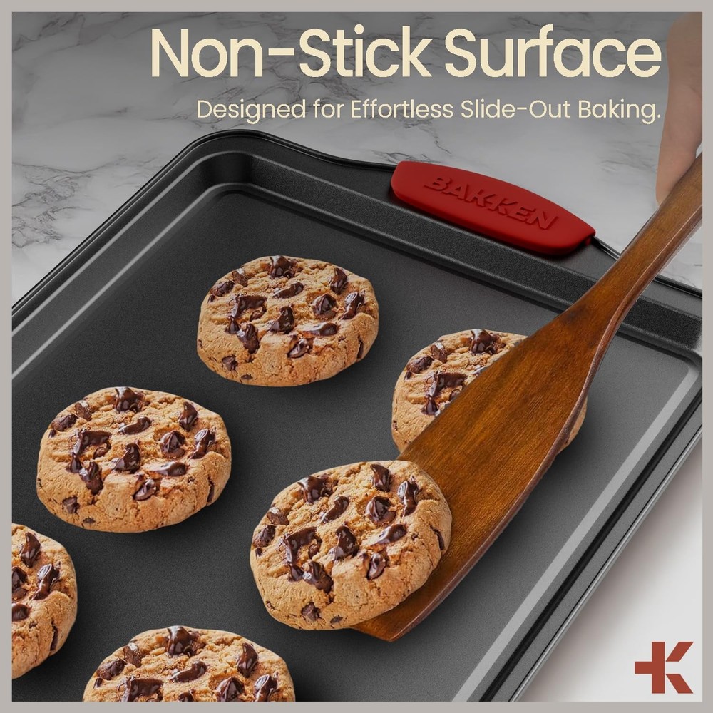 BAKKEN Cookie Sheets for Baking Nonstick Set - 3 Piece Set, Gray Marble