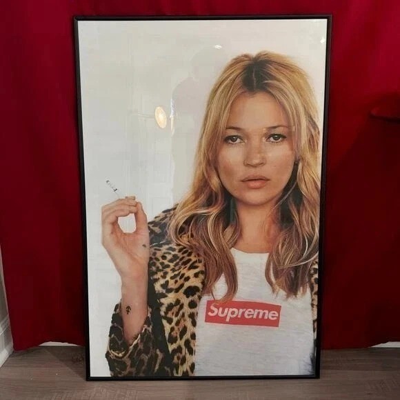 Kate Moss Supreme Leopard Coat Smoking Poster