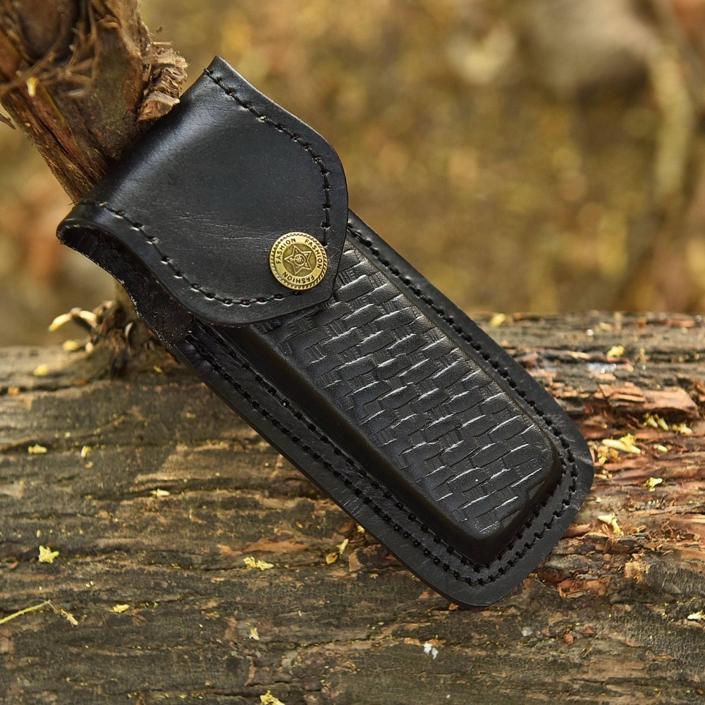 Custom Made Damascus Folding Blade Pocket Knife Case- Dagger - Double Edge