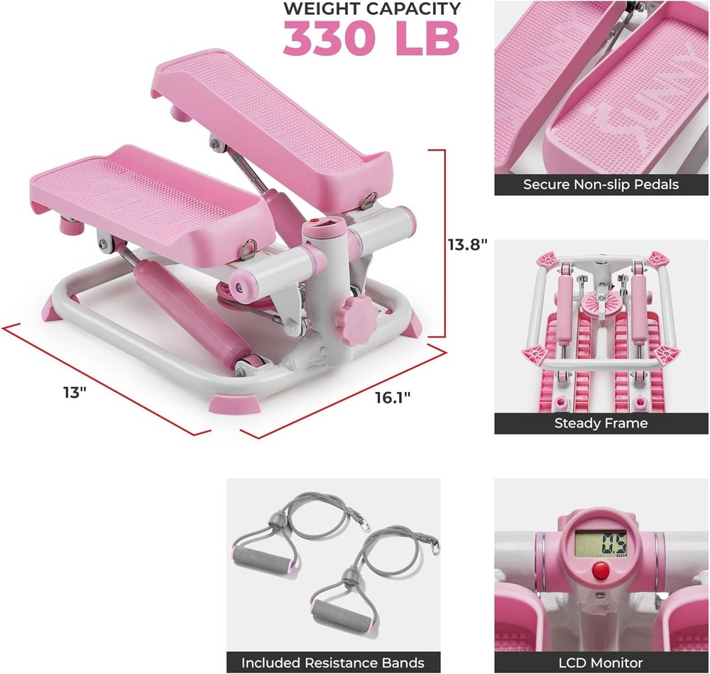 Mini Steppers Exercise at Home Stair Step Workout Machine W/ Optional Resistance