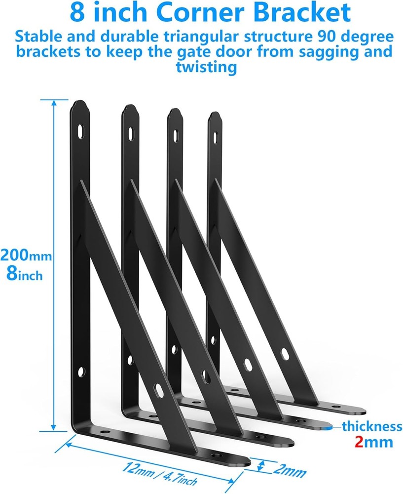 Fence Gate Frame Kit with 8 inch Hinges and Gate Latch, Includes Corner Brace...
