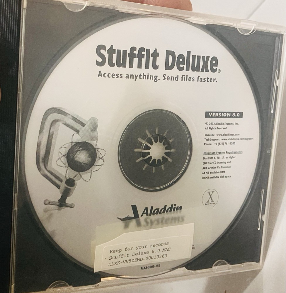 StuffIt Deluxe 8.0 CD for Mac OS X, Aladdin Systems, Compression Utility (2003)