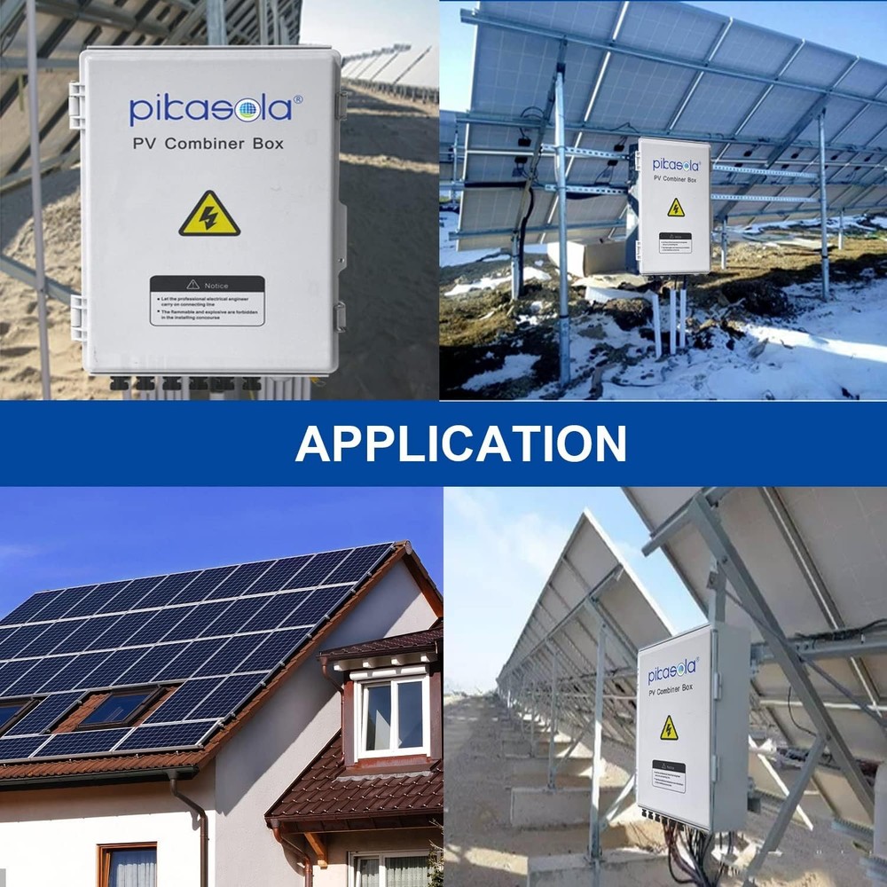 PV Combiner Box, 6 String Solar Combiner Box with 15A LED Fuse, Lightning Arrest