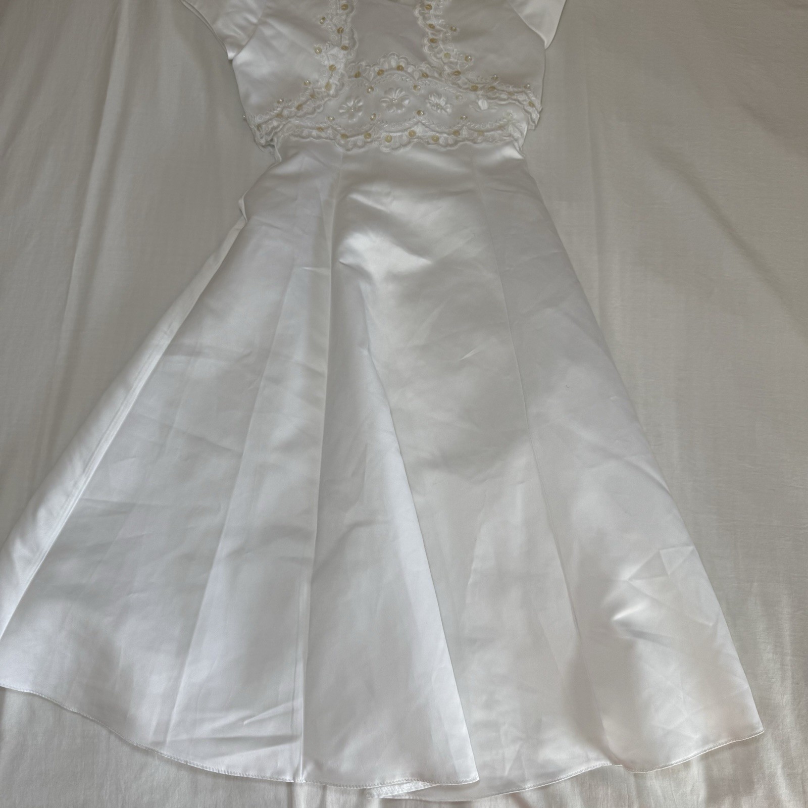 Bonnie Jean Girls White Special Occasion Flower Girl Communion Dress Size 8